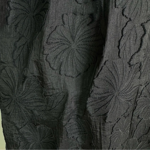 Kika Vargas Whimsy Goth Floral Texture Scallop Back Midi Dress Black Size S - Picture 3 of 12